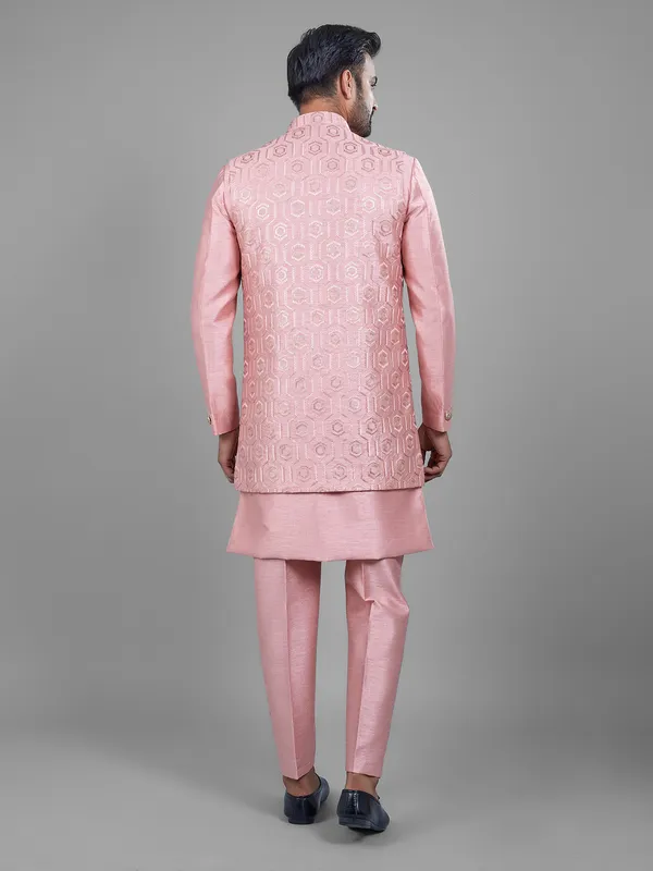Stunning silk pink indowestern