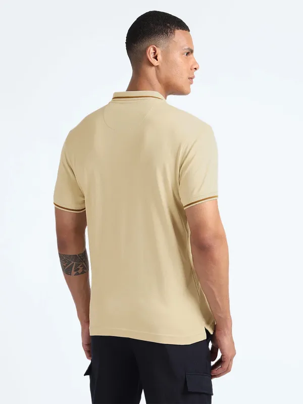 FLYING MACHINE beige polo t-shirt