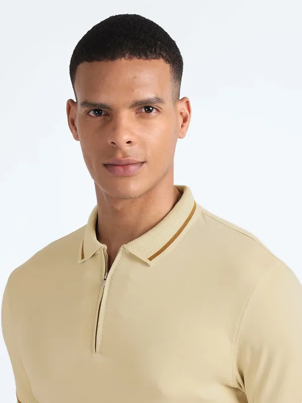 FLYING MACHINE beige polo t-shirt