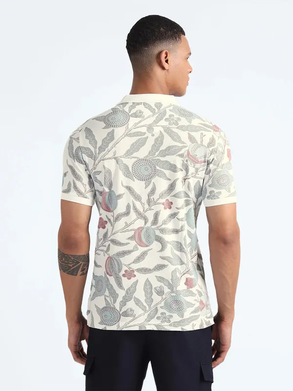 FLYING MACHINE off-white floral print t-shirt