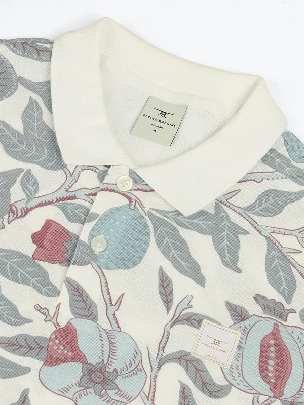 FLYING MACHINE off-white floral print t-shirt