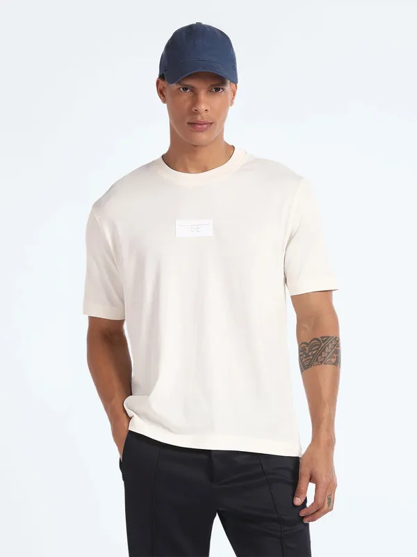 FLYING MACHINE off-white plain t-shirt