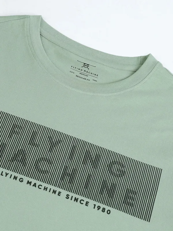 FLYING MACHINE sage green printed t-shirt