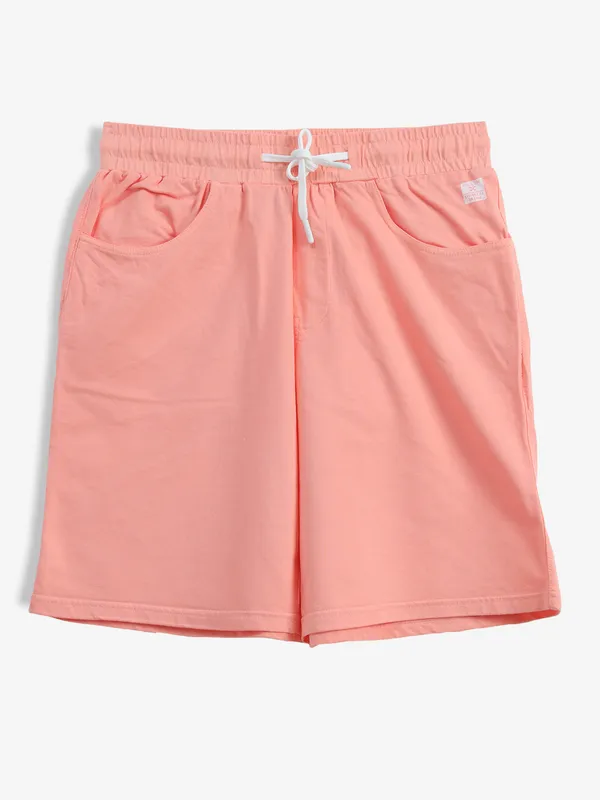 KILLER peach solid cotton shorts