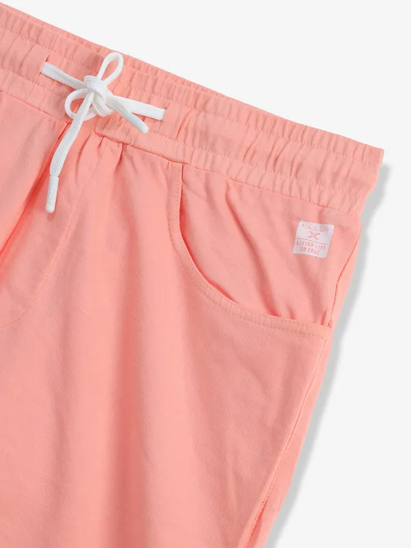 KILLER peach solid cotton shorts