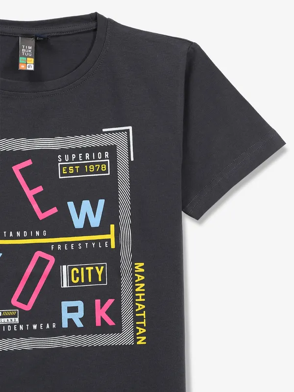 TIMBUKTU printed cotton black t-shirt