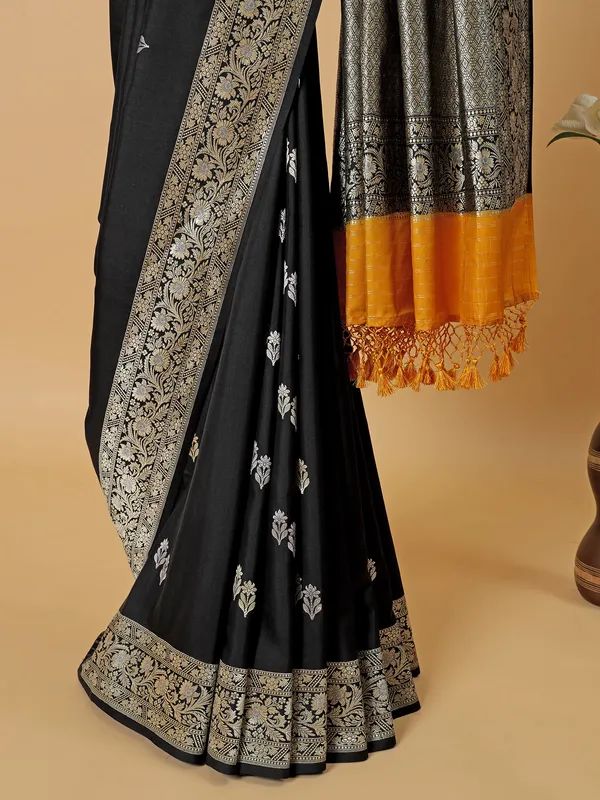 Trendy black banarasi silk saree
