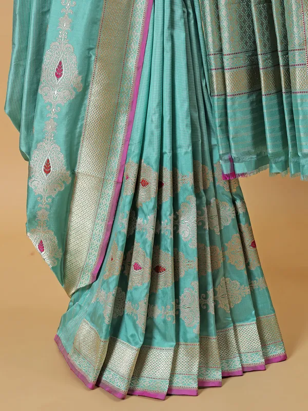 Trendy sea green banarasi silk saree
