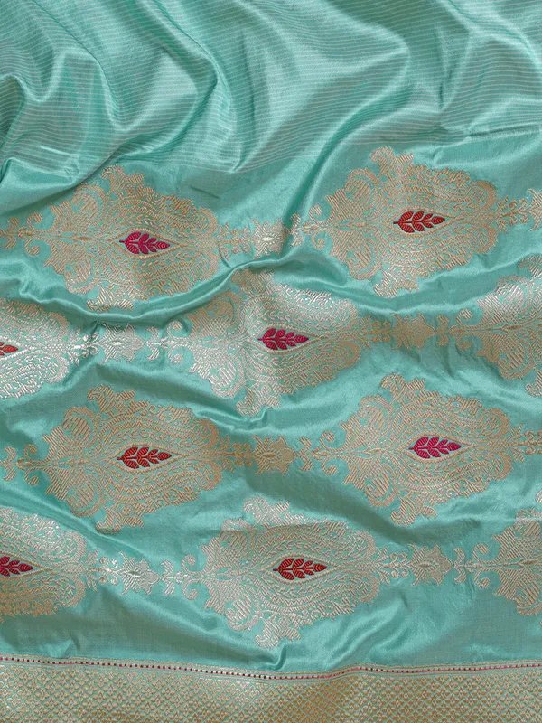 Trendy sea green banarasi silk saree