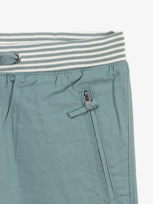 1BEEVEE blue cotton solid track pant