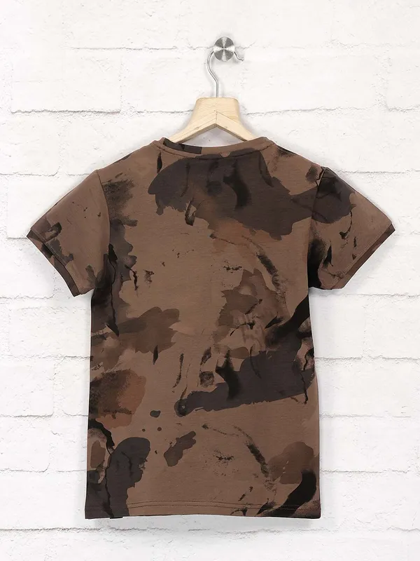99 Balloon casual wear brown printed t-shirt