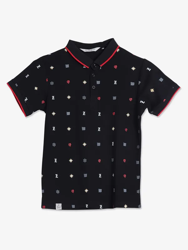 99 Balloon cotton black polo t shirt
