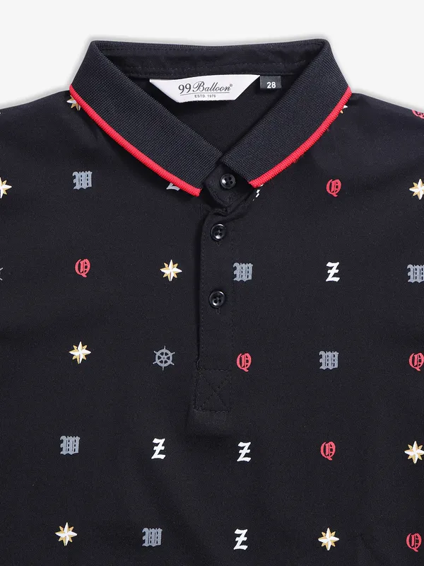99 Balloon cotton black polo t shirt