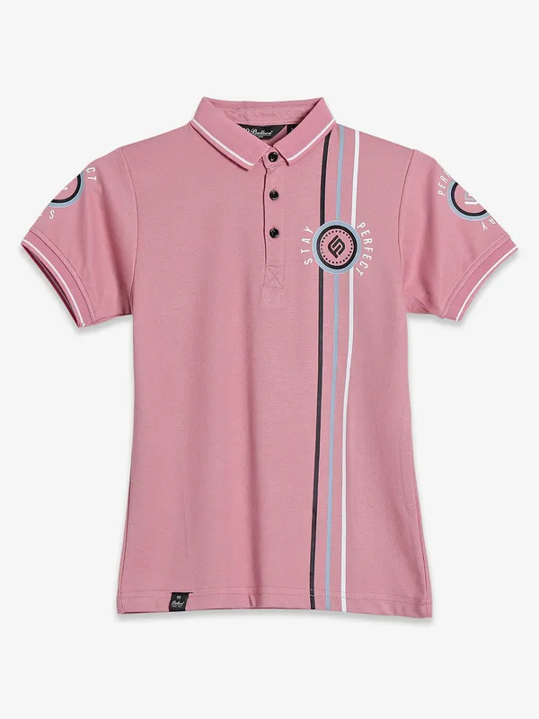 99 Balloon cotton pink printed polo t shirt