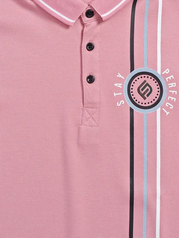 99 Balloon cotton pink printed polo t shirt