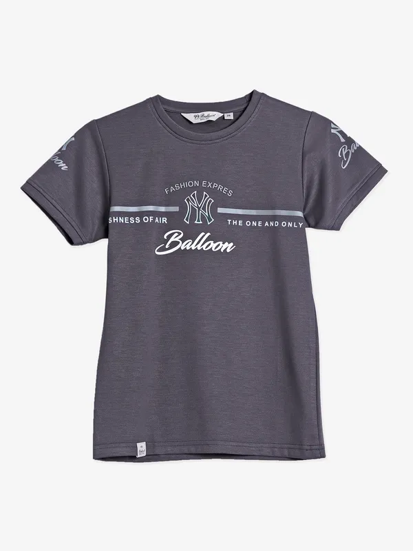 99 Balloon cotton printed grey t shirt