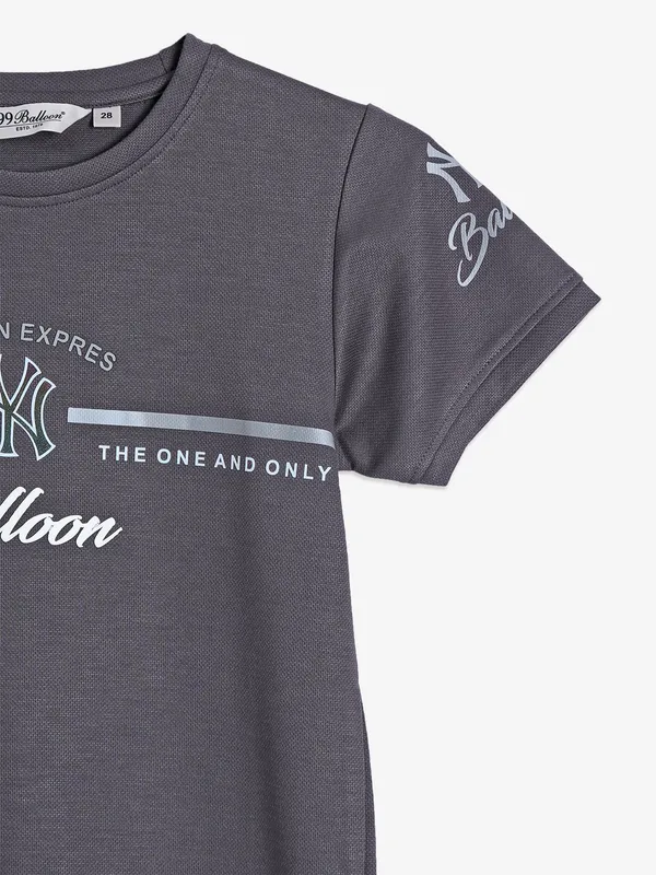 99 Balloon cotton printed grey t shirt