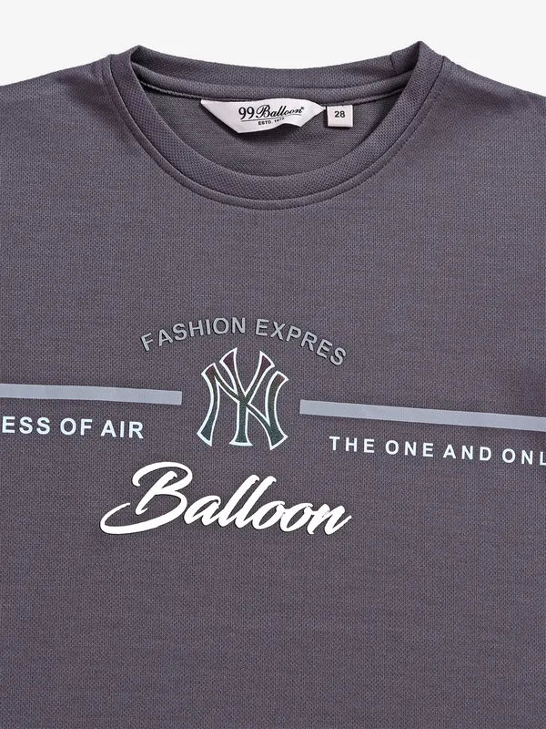 99 Balloon cotton printed grey t shirt