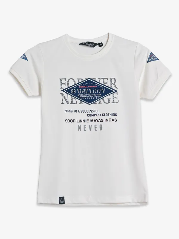 99 Balloon cotton white printed t shirt
