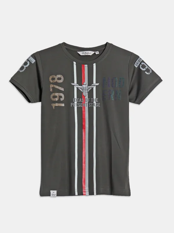 99 Balloon dark olive printed t shirt