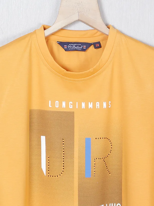 99 Balloon gold yellow printed casual cotton t-shirt