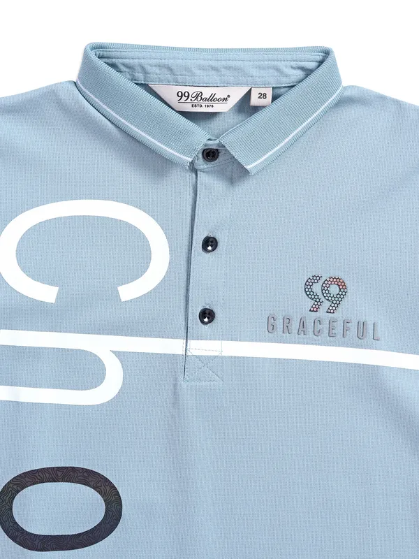 99 Balloon light blue printed polo t shirt