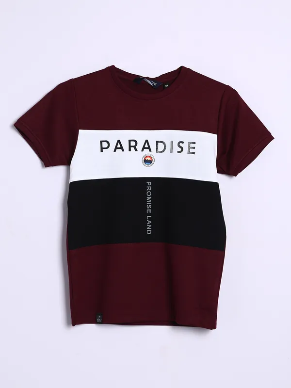 99 Balloon maroon and black printed t shirt