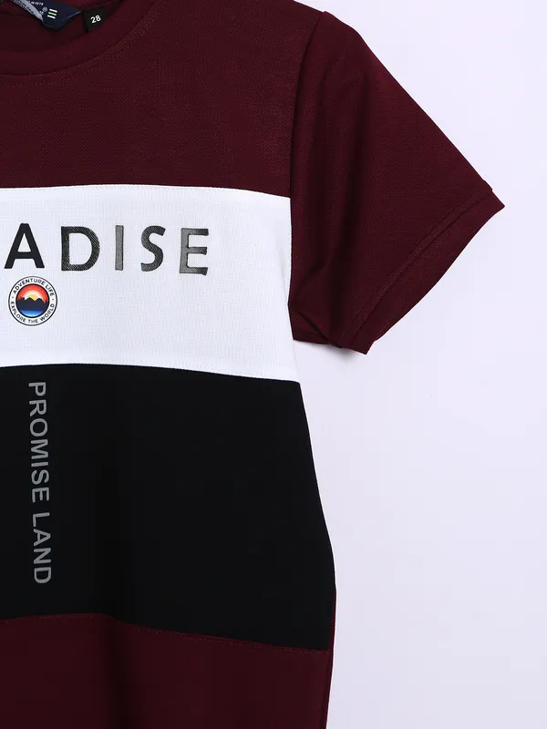 99 Balloon maroon and black printed t shirt