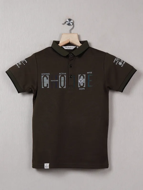 99 Balloon olive cotton casual printed t shirt