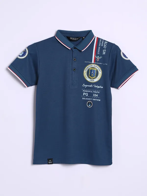 99 Balloon printed dark blue cotton t shirt