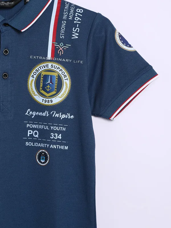 99 Balloon printed dark blue cotton t shirt