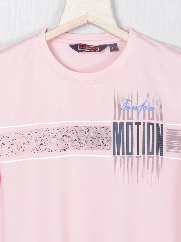 99 Balloon printed light pink cotton t-shirt for boys