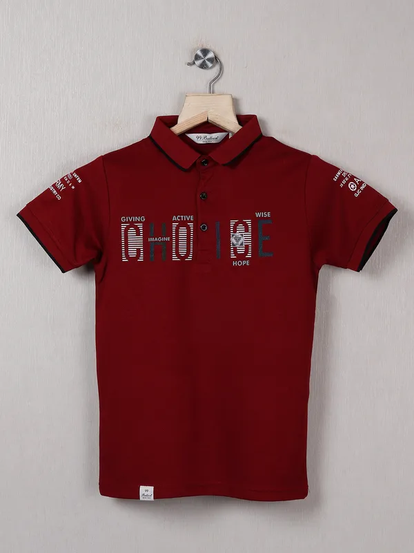 99 Balloon printed maroon casual look t shirt