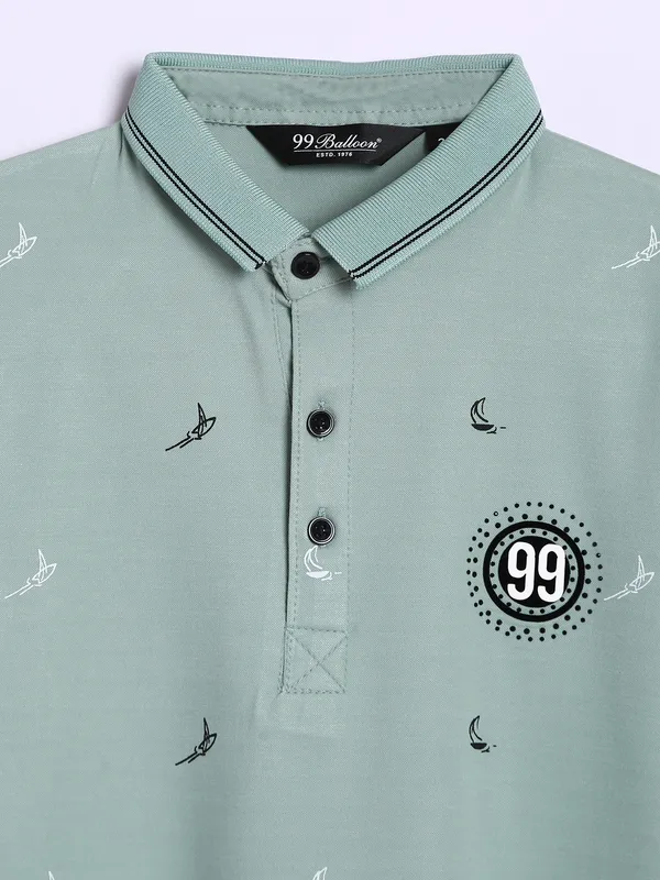 99 Balloon sage green cotton t shirt