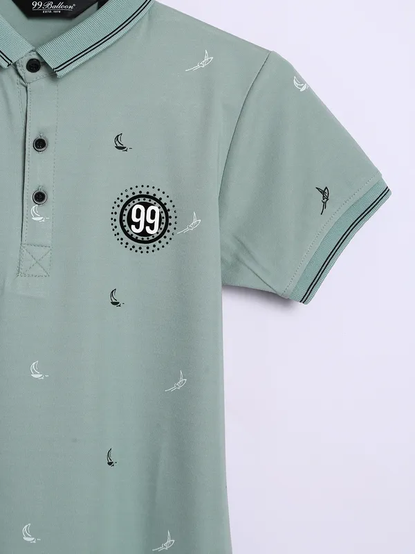 99 Balloon sage green cotton t shirt