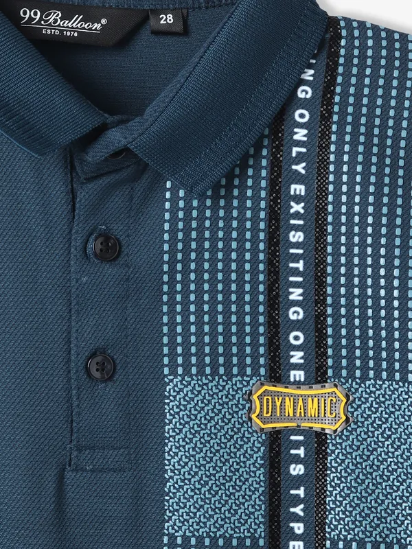 99 BALLOON teal blue printed polo t-shirt