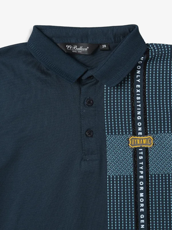 99 BALLOON teal blue printed polo t-shirt