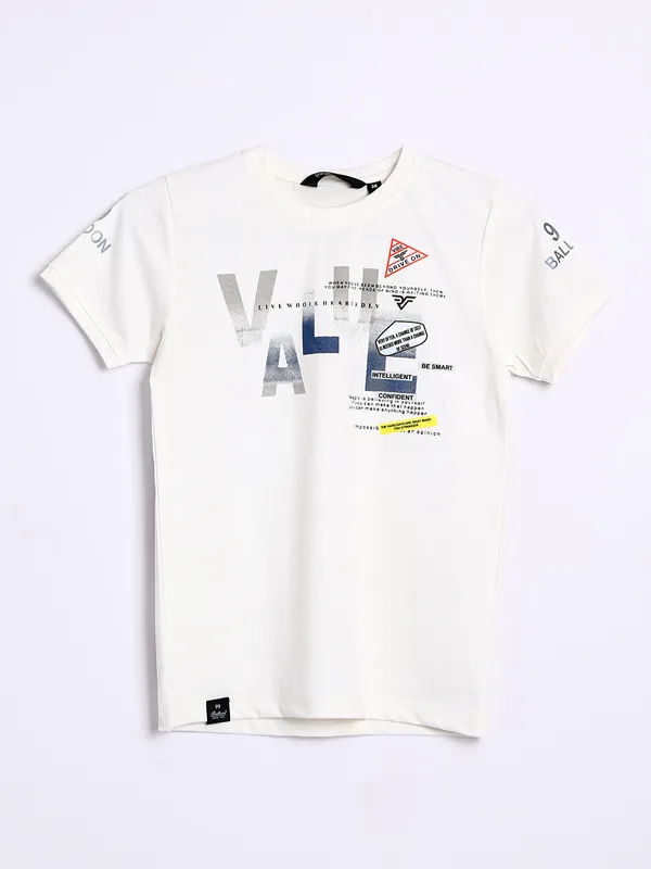 99 Balloon white cotton half sleeves t shirt