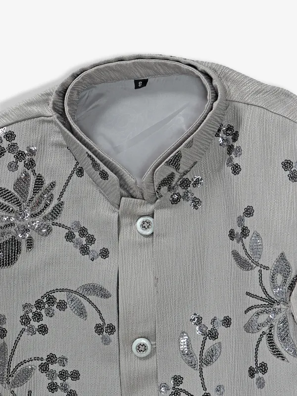 Alluring grey silk waistcoat set