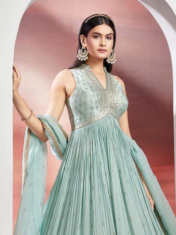 Anarkali suit georgette in sky blue