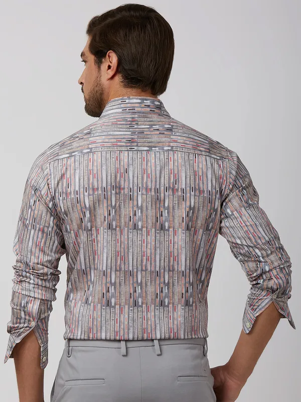MUFTI appealing grey printed cotton shirt