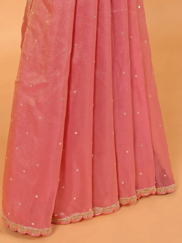 Organza pink wedding wear saree