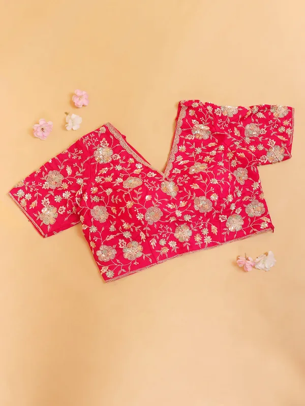 Organza pink wedding wear saree
