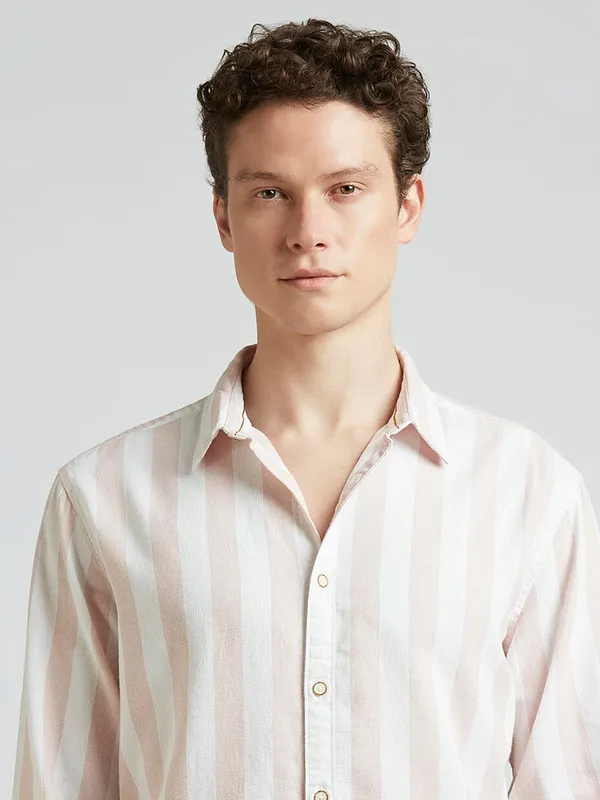 PEPE pink striped cotton casual shirt