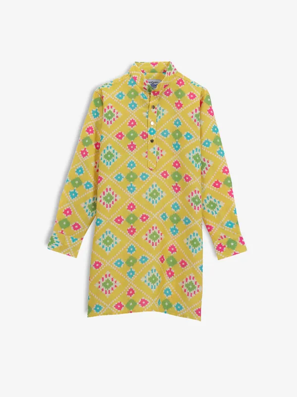 Printed Classy yellow cotton kurta