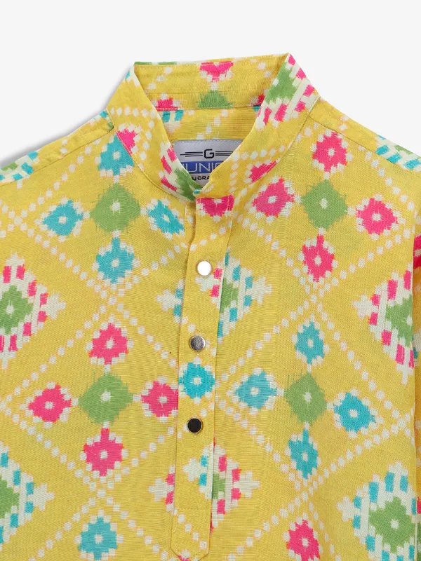 Printed Classy yellow cotton kurta