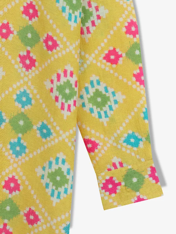 Printed Classy yellow cotton kurta