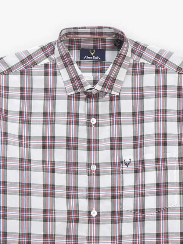 ALLEN SOLLY red and white new checkered casual slim fit shirt