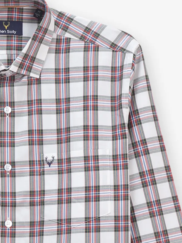 ALLEN SOLLY red and white new checkered casual slim fit shirt