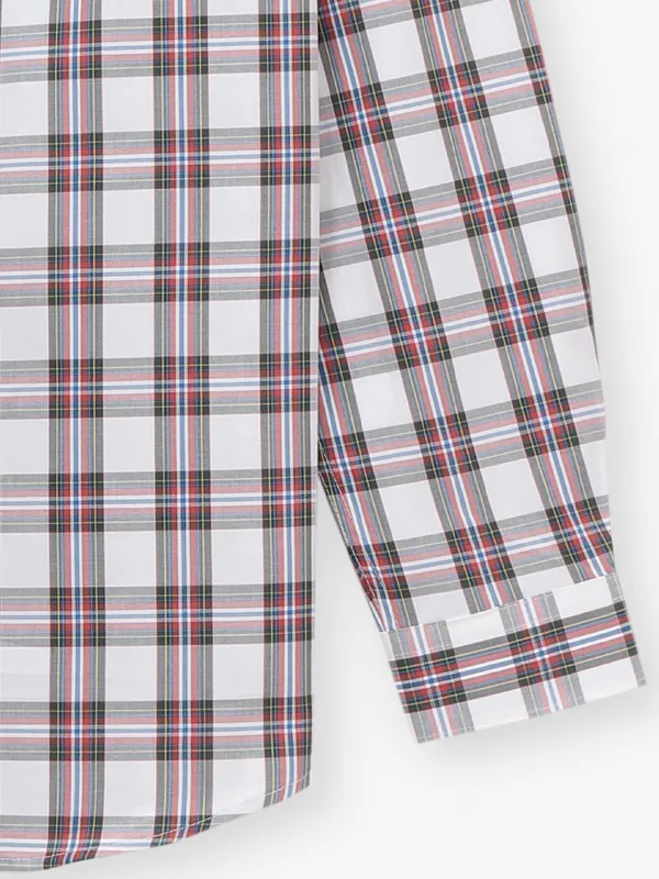 ALLEN SOLLY red and white new checkered casual slim fit shirt